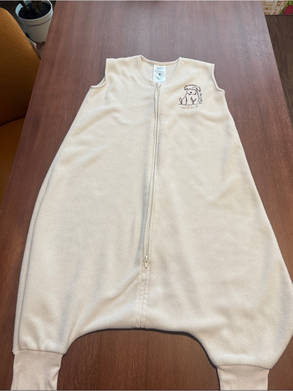 Halo Cream Sleeveless Sleep Sack with Puppy Embroidery